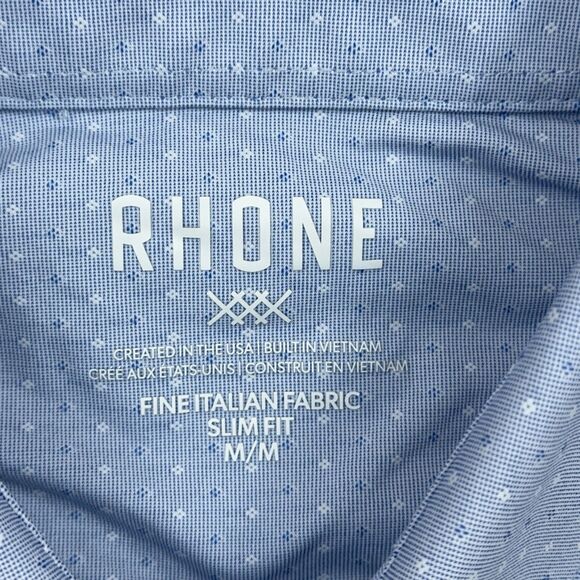 Rhone Shirt Mens M Blue Commuter Italian Fabric Slim Fit Performance Stretch - Picture 5 of 11